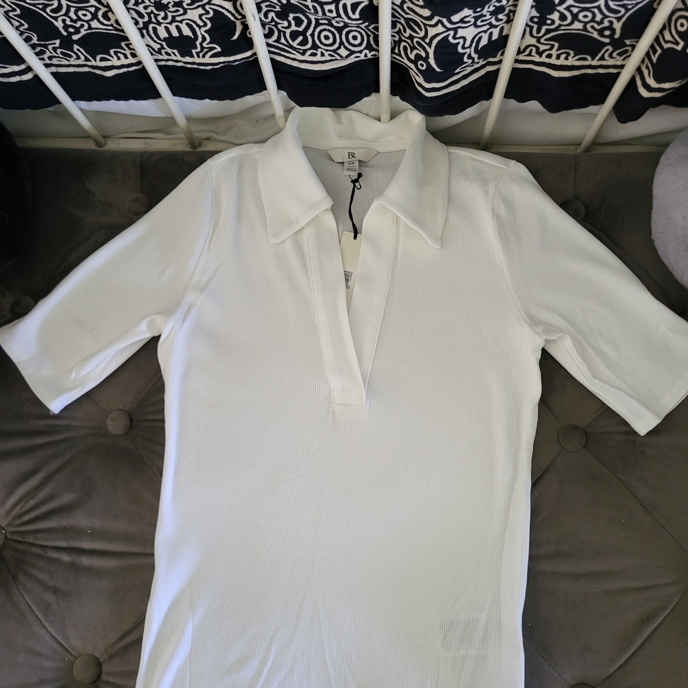 Wilfred White Ribbed Collared Top